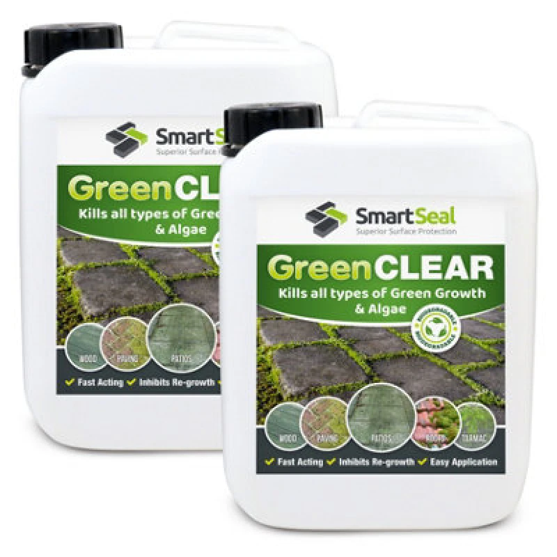 Image of Smartseal Green Clear, Lichen And Algae Killer For Roofs, Driveways And Patios, 2 X 5L