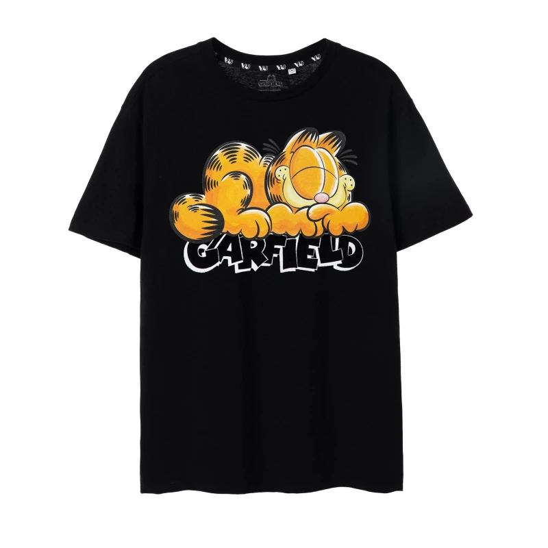 Image of Garfield Garfield Men Short Sleeved T-Shirt in Black Size: Medium Black M Male 5063203008124