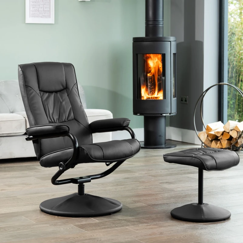 Image of Artemis Home Gibson Swivel Recliner & Footstool in Black Unisex
