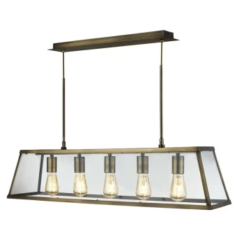 Image of Searchlight Lighting - Searchlight Voyager - 5 Light Lantern Pendant Bar Antique Brass, E27