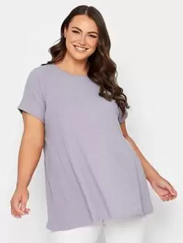 Image of Yours Rib Swing T-Shirt Grey Ice, Grey, Size 16, Women