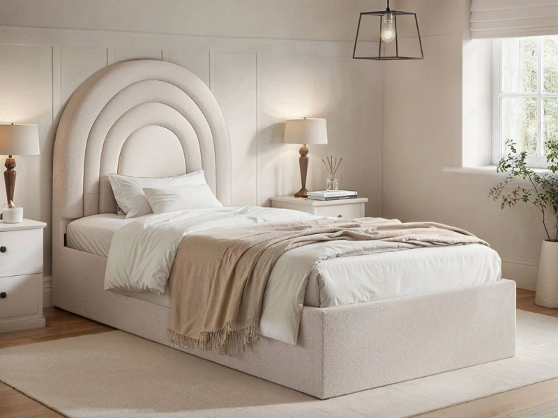 Image of Flair Ava Single Ottoman Bed in Cream Cream Unisex Single