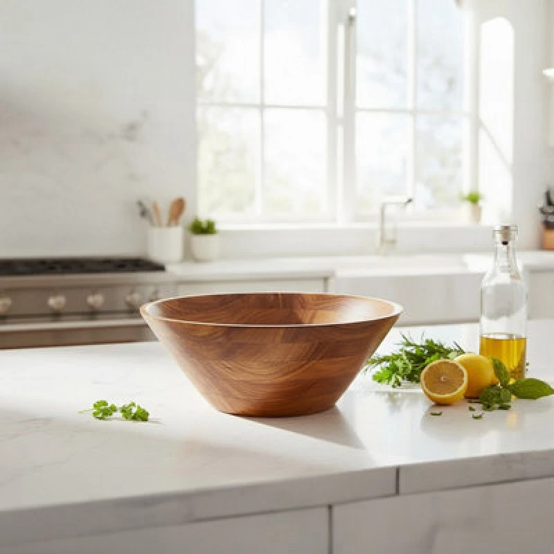 Image of Orsina Rosi Large Round Sheesham Wood Tapered Salad Bowl