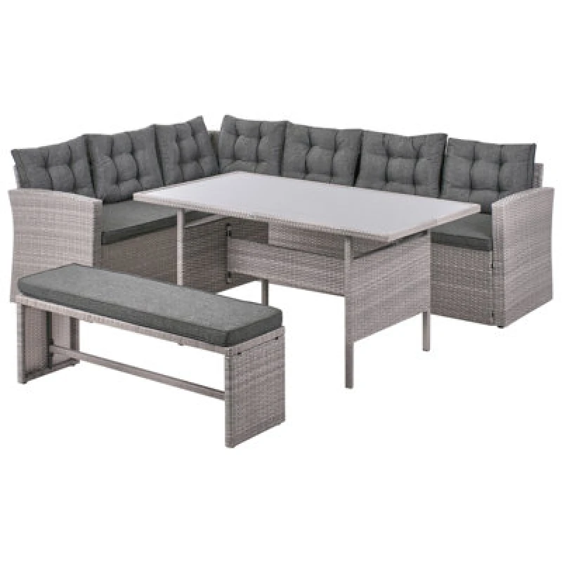 Image of Beliani Garden Lounge Set With Table 8 Seater Viterbo With Cushions Pe Rattan Grey