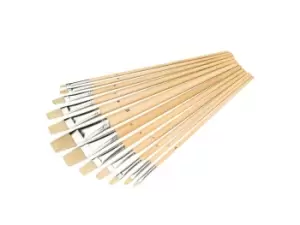 Image of Silverline 633927 Artists Paint Brush Set Flat Tips 12pce