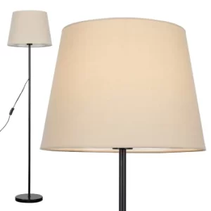Image of Charlie Black Floor Lamp with Beige Aspen Shade