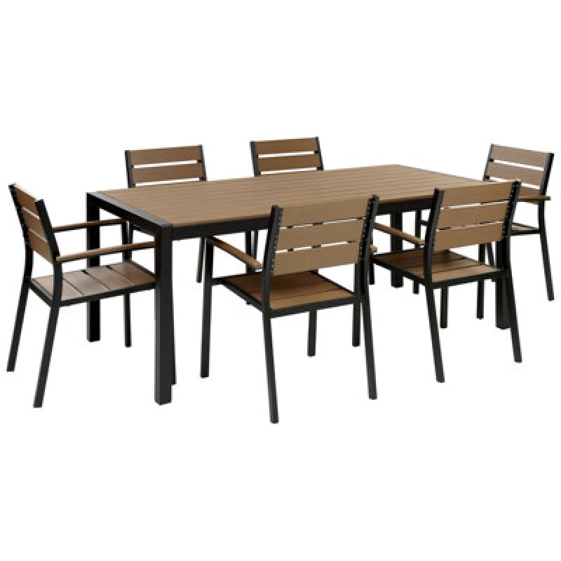 Image of Beliani Garden Dining Set 6 Seater Vernio Brown/ Black