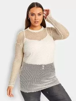 Image of Yours Open Knit Jumper - White, Size 20, Women