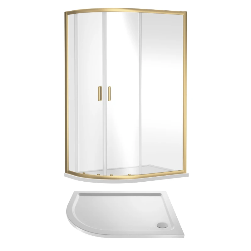 Image of Balterley Ruwa Offset Quad Shower Suite LH, 1200 x 800mm Tray & Enclosure Brass in Metallics Metallics Unisex