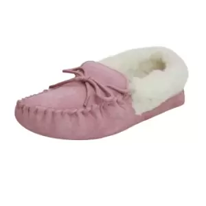 Image of Eastern Counties Leather Womens/Ladies Soft Sole Wool Lined Moccasins (9 UK) (Pink)