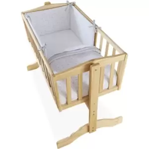 Image of Clair De Lune - Stars & Stripes Crib/Cradle Quilt & Bumper Bedding Set - Grey - Grey