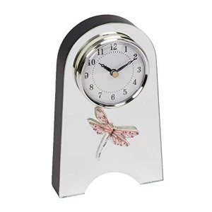 Image of Sophia Pink Crystal Dragonfly Glass Mantel Clock