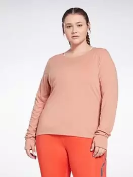 Image of Reebok Workout Ready Supremium Long-sleeve Top T-long-sleeve Top (plus Size), Red, Size 3X, Women