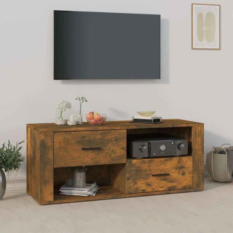Image of Vidaxl TV Cabinet Smoked Oak 100X35X40 Cm Engineered Wood, Brown 823104