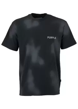 Image of Purple Brand Mens Bleached Drip Logo T-Shirt In Black