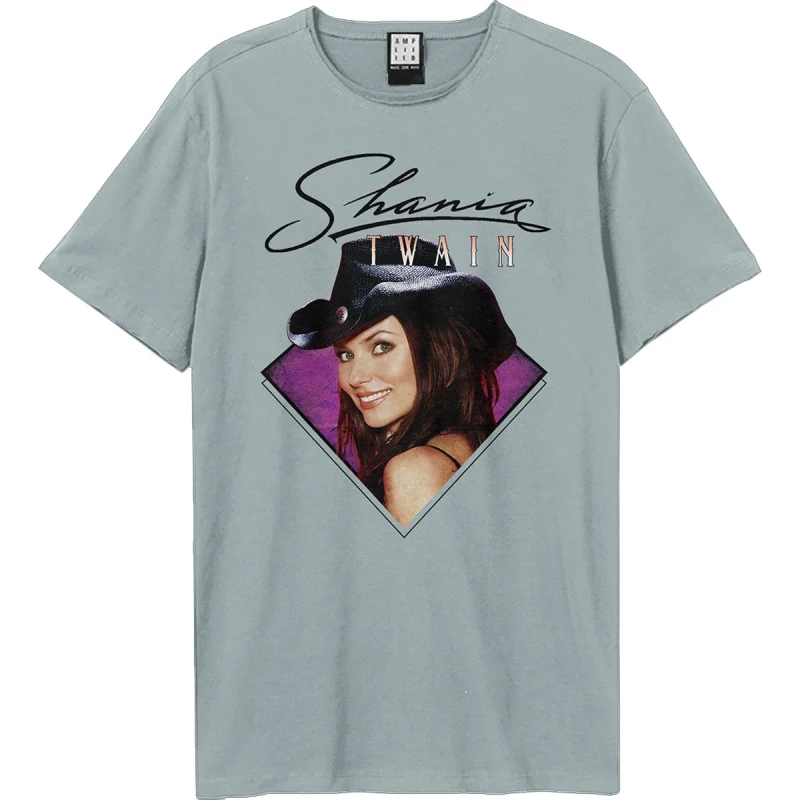 Image of Amplified Amplified Men Face Shania Twain T-Shirt in Pale Blue Size: X-Small Pale Blue XS Male 5063693953966