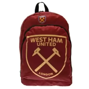Image of West Ham United FC Colour React Crest Backpack (One Size) (Claret Red/Gold)