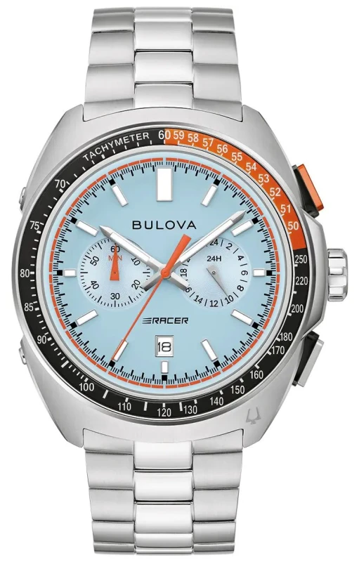 Image of Bulova 98B432 Racer Chronograph (42mm) Textured Light Blue Watch