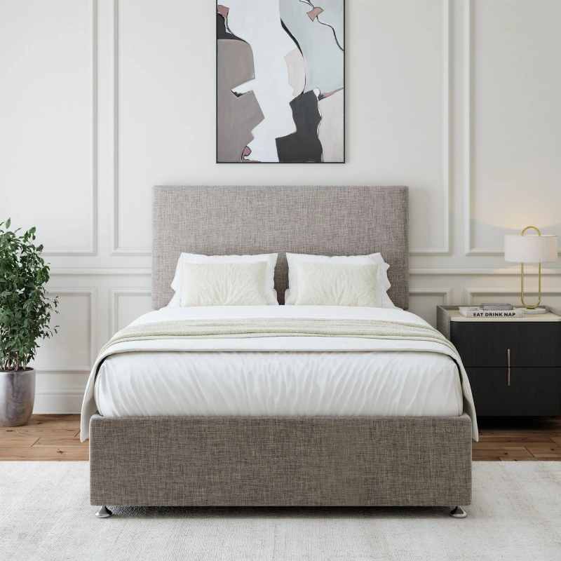 Image of Bedmaster Bedmaster Linen 4 Drawer Divan Base And Plain Headboard in Light Grey Size: Double Light Grey Double Unisex 9503334954663