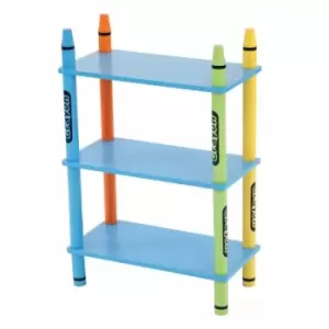 Image of Oypla - Colourful Childrens Storage Crayon 3-Tier Shelves Free Standing Shelving