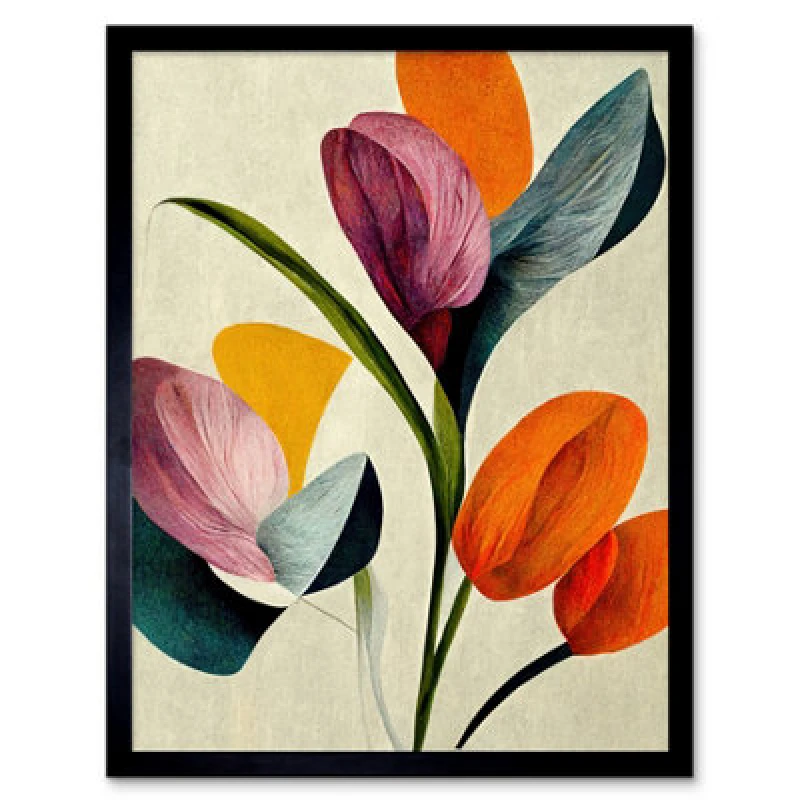 Image of Artery8 Spring Flowers Floral Bouquet Bold Boho Coral Mustard Framed Wall Art Print