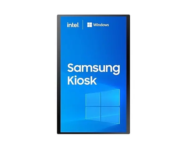 Image of Samsung LH24KMCCBGCXEN Signage Display Kiosk design 61cm (24") LED 250 cd/m Full HD White Touch Screen Built-in processor Windows 10 IoT