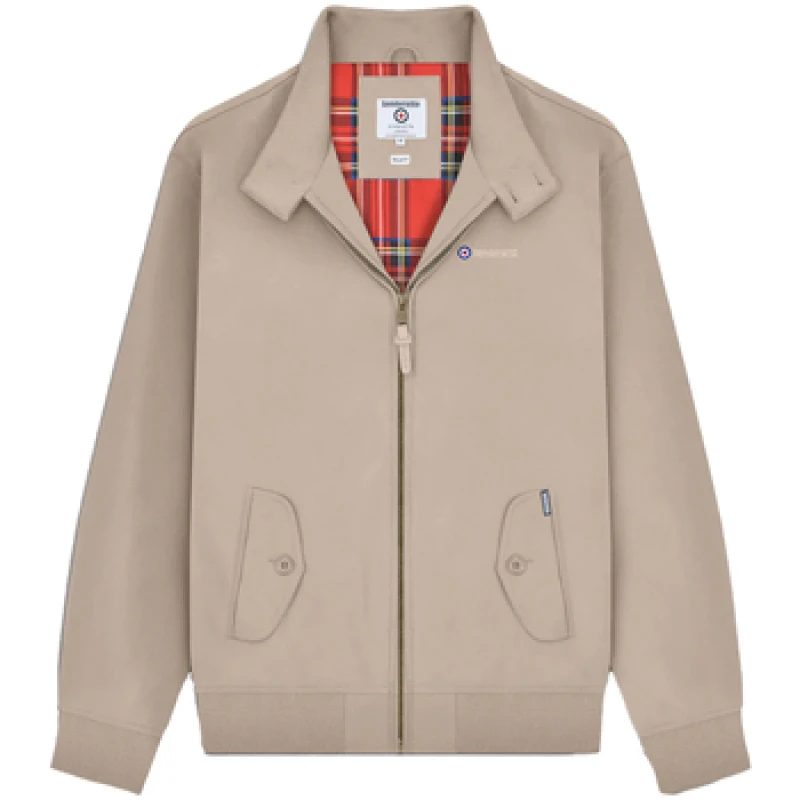 Image of Lambretta Lambretta Men Shower Resistant Harrington Jacket in Stone Size: Small Stone S Male 5063703658225