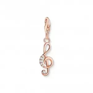 Image of Sterling Silver Rose Gold Plated Zirconia Musical Clef Charm 1899-416-14