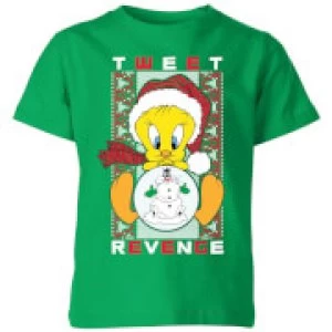 Image of Looney Tunes Tweety Pie Tweet Revenge Kids Christmas T-Shirt - Kelly Green - 5-6 Years - Kelly Green