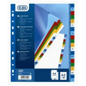 Image of Oxford Elba A4 Plastic A-Z Index Dividers with 20 Tabs - Coloured (11 holes)