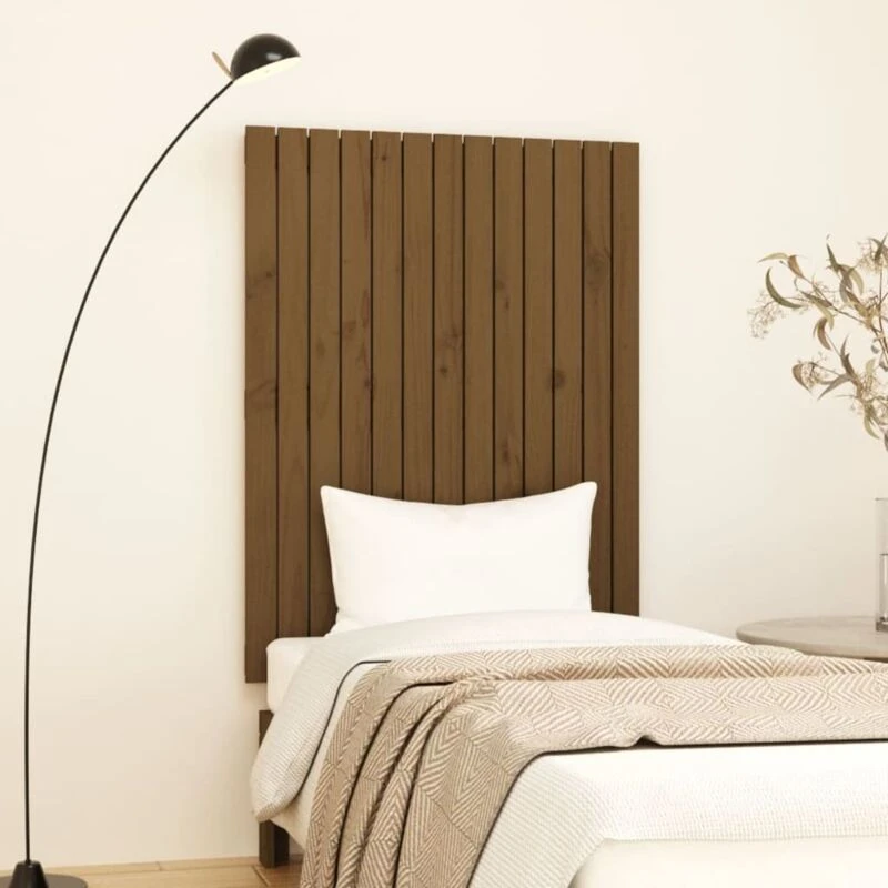 Image of Vidaxl Wall Headboard Honey Brown 82.5X3X110 Cm Solid Wood Pine, Brown 824956