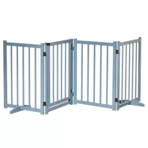 Image of Pawhut Freestanding Pet Gate For Doorways/Stairs - Blue And Grey
