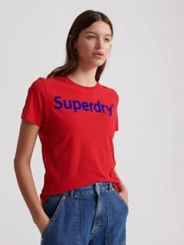 Image of Superdry Flock T-Shirt - Red, Size 8, Women