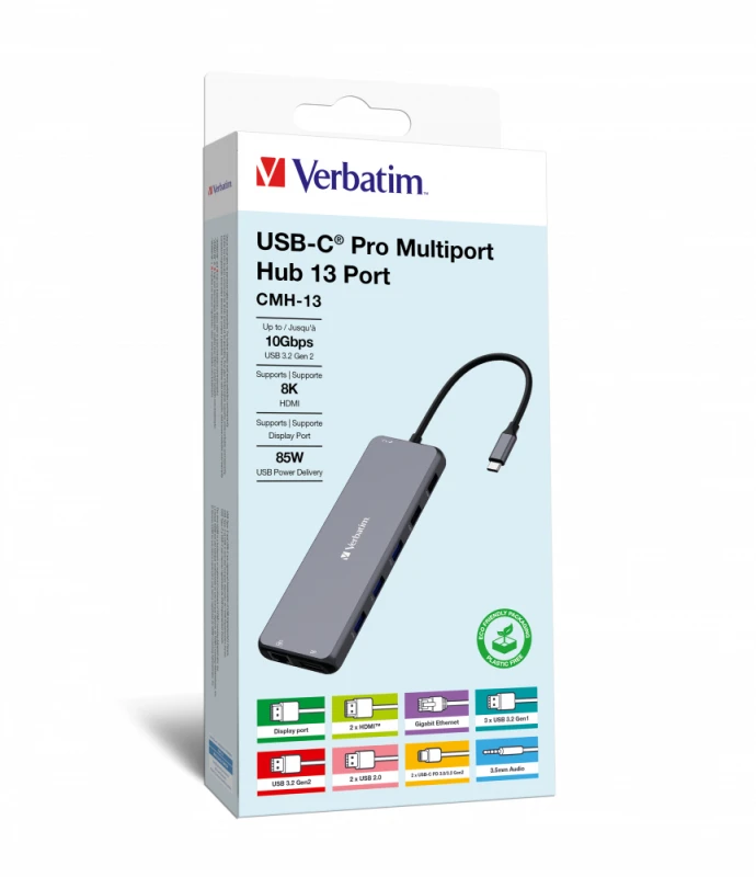 Image of Verbatim CMH-13 USB-C Pro 13 Port Multiport Hub 32153 Silver