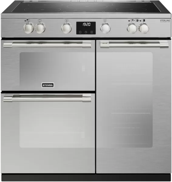 Image of Stoves Sterling Deluxe ST DX STER D900Ei TCH SS 90cm Electric Range Cooker with Induction Hob - Stainless Steel - A/A/A Rated