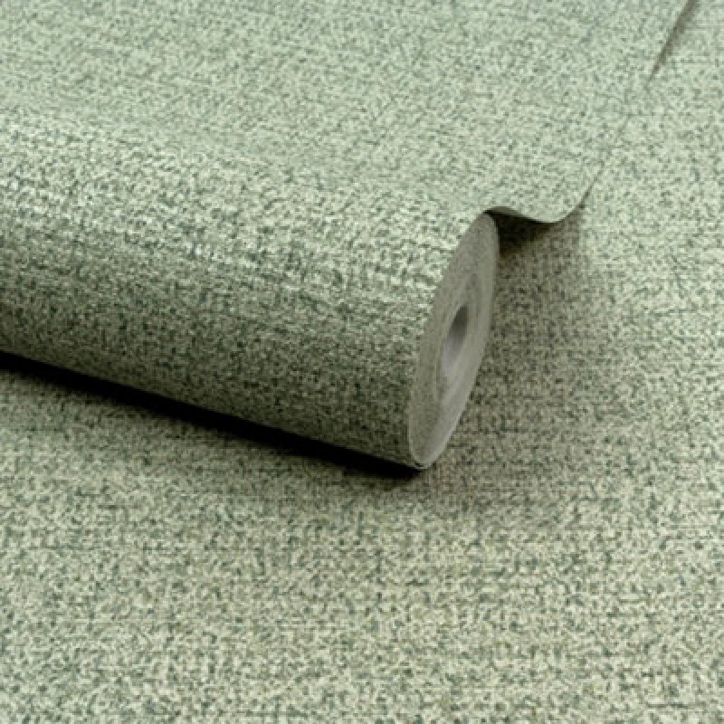 Image of Grandeco Boutique Mysore Twill Plain Fabric Luxury Weight Embossed Wallpaper, Green Cyan