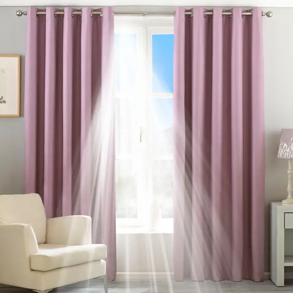 Image of Twilight Thermal Blackout Eyelet Curtains Mauve, Mauve / 229 x 229cm