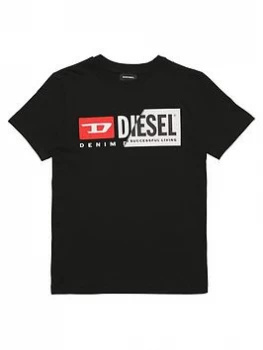 Image of Diesel Boys Cut Logo T-Shirt - Black, Size 8 Years