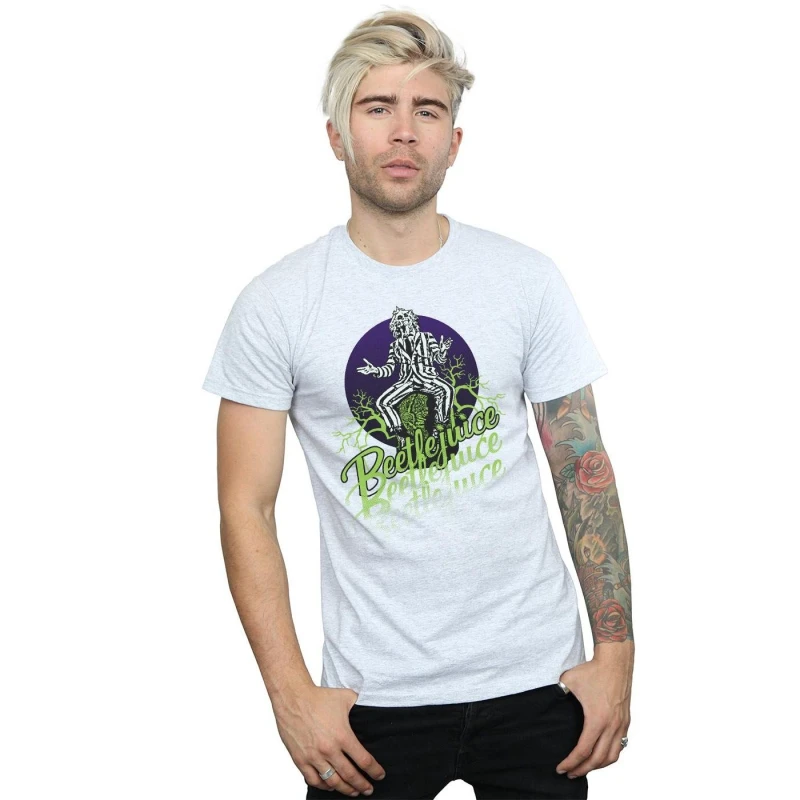 Image of Beetlejuice Beetlejuice Men Faded Pose T-Shirt in Grey Size: Small Grey S Male 5057864034004