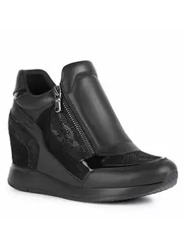 Image of Geox Nyame Wedge Trainers - Black, Size 5, Women