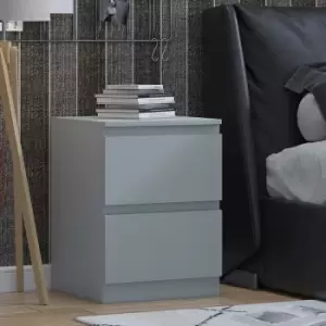 Image of Stora Modern Bedside Cabinet - Matt Grey - Grey
