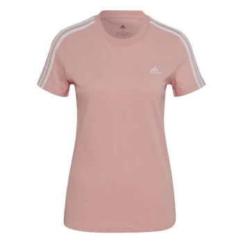 Image of adidas LOUNGEWEAR Essentials Slim 3-Stripes T-Shirt Women - Wonder Mauve / White