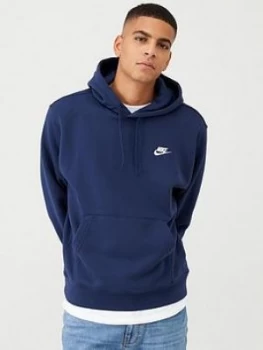 Image of Nike Sportswear Club Fleece Overhead Hoodie - Navy, Size S, Men