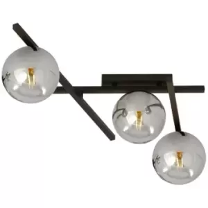 Image of Emibig Smart Black Globe Ceiling Light with Graphite Glass Shades, 3x E14