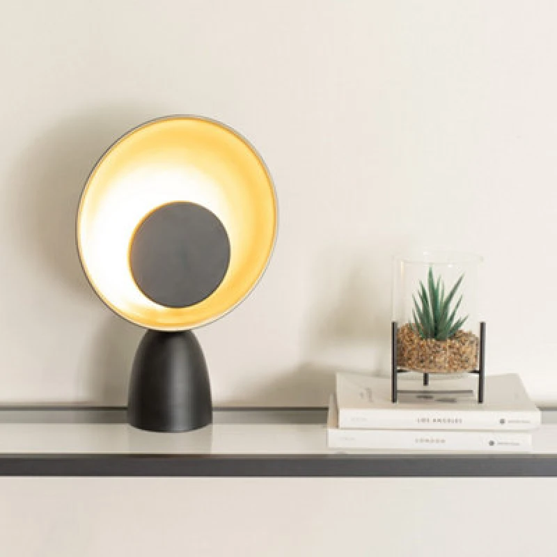 Image of ValueLights Saffy Metal Integrated LED Metallic Shade Table Lamp Black