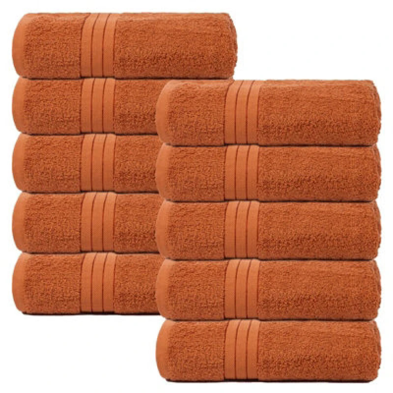 Image of OHS OHS 10 Pack of 100% Cotton Bathroom Bath Towel in Burnt Orange Burnt Orange Bath Towel Unisex 5027434202591