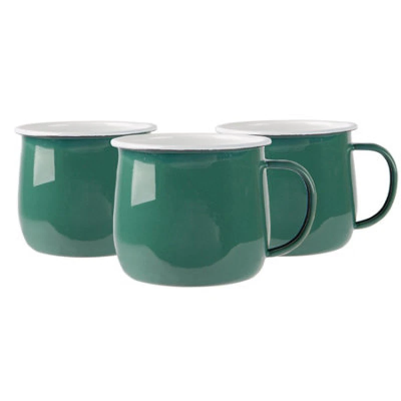 Image of Argon Tableware Coloured Enamel Belly Mugs - 375Ml - Green - Pack Of 6