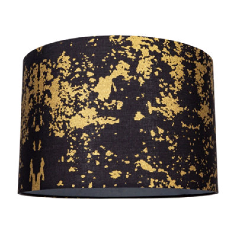 Image of Happy Homewares Modern Black Cotton Fabric Lamp Shade With Gold Foil Decor For Table Or Ceiling