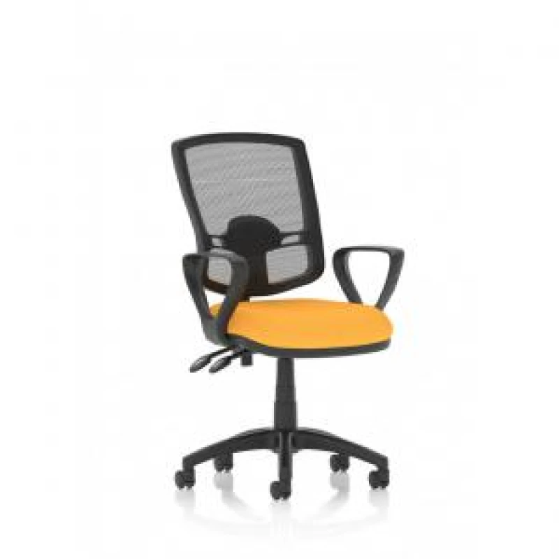 Image of Eclipse Eclipse Plus II Lever Task Operator Chair Mesh Back Deluxe With Bespoke Colour Seat With loop Arms in Senna Yellow KCUP1624
