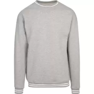 Image of Build Your Brand Mens College Crew Neck Sweat (4XL) (Heather Grey/White)